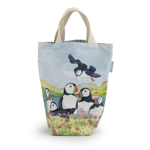 バケット バッグ S Puffins in Flowers 海のオウム 海のピエロ 海鳥