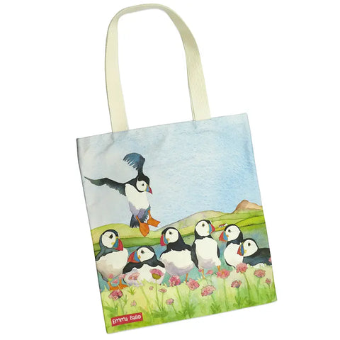 トート バッグ Puffin in Flowers パフィン かわいい