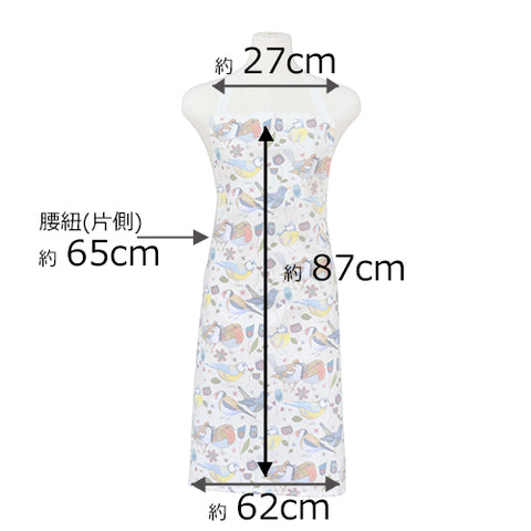 コットンエプロン Stitched Birdies 鳥 かわいい