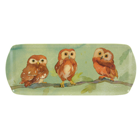 サンドウィッチトレイ Owls on Green ふくろう プレート カフェトレイ トレイ トレー お盆 おぼん