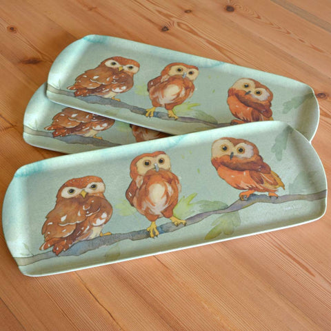 サンドウィッチトレイ Owls on Green ふくろう プレート カフェトレイ トレイ トレー お盆 おぼん