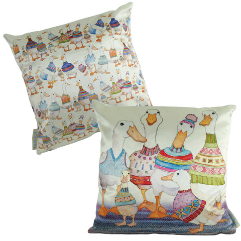 EmmaBall ベルベット クッションカバー Dapper Ducks あひる かわいい